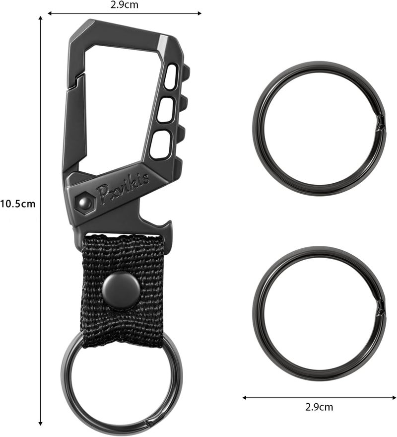 Pxvikis Metal heavy duty key chain carabiner clip bottle opener wrist lanyard ring car key fob unisex for men and women - Image 2